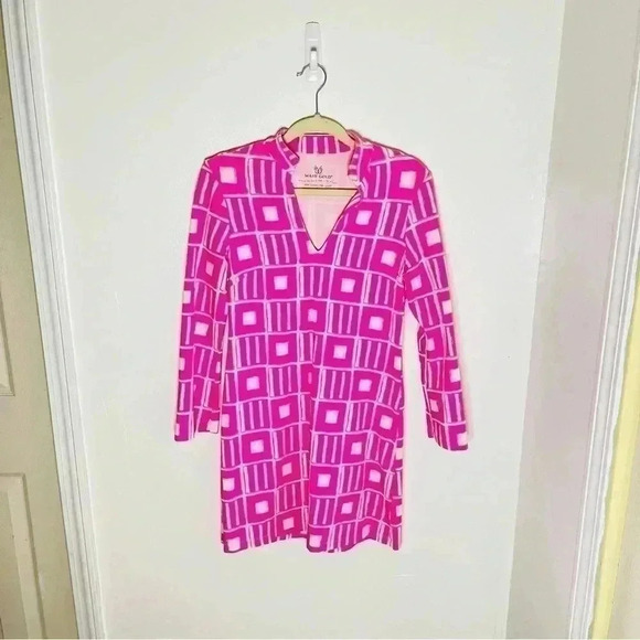 NWOT Mahi Gold Penelope Sailor Tunic Mini Dress in Pink White Resort Vacation - Picture 2 of 7